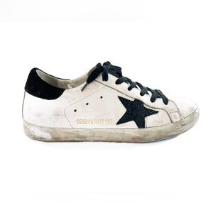 GOLDEN GOOSE LIMITED EDITION BLACK STAR SUPERSTAR SNEAKERS 38